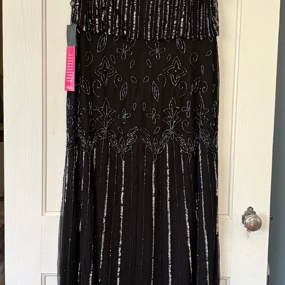 Adrianna Papell Black and Silver Embellished Dress - Picture 1 of 5